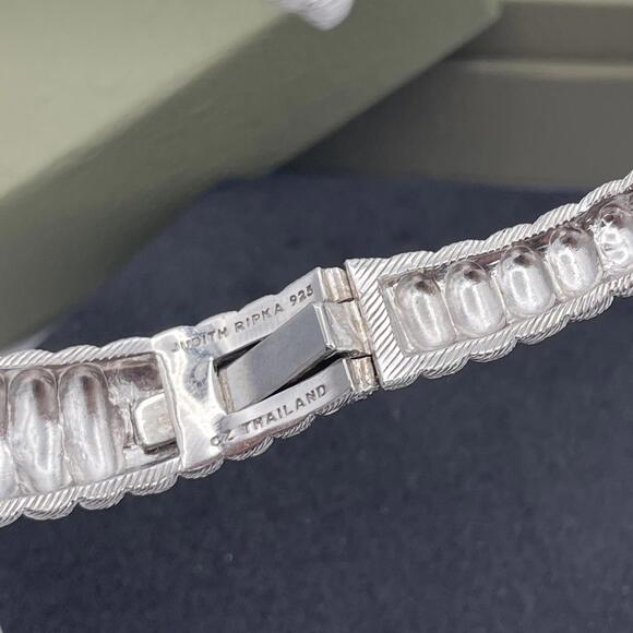 Judith Ripka Sterling Silver Braided Cuff Bracelet CZ Center 6.5” Vintage QVC - Picture 6 of 12